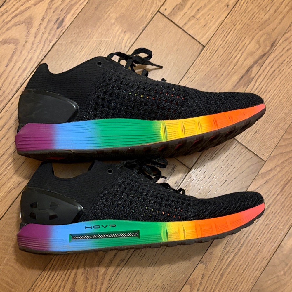 Under Armour Hova Sonic Black Knit Sneakers with Rainbow Sole